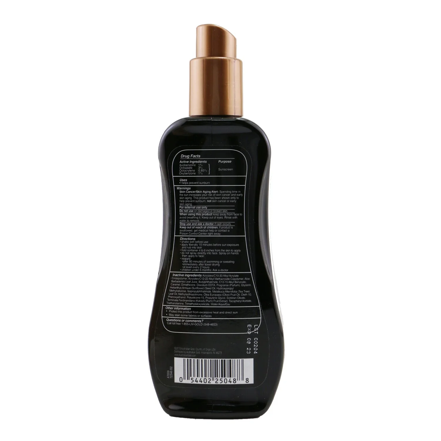 Australian Gold Spray Gel Sunscreen SPF 8 with Instant Bronzer  237ml/8oz - Olabens