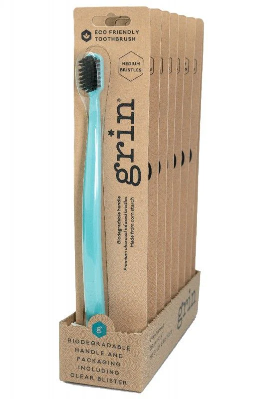 grin Biodegradable Toothbrush Medium Mint - Olabens