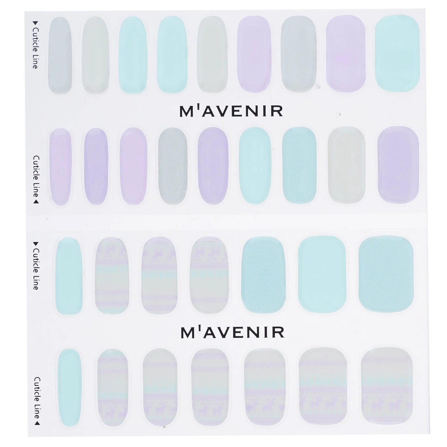 Mavenir Nail Sticker (Assorted Colour) - # Pastel Deer Knit Nail  32pcs - Olabens