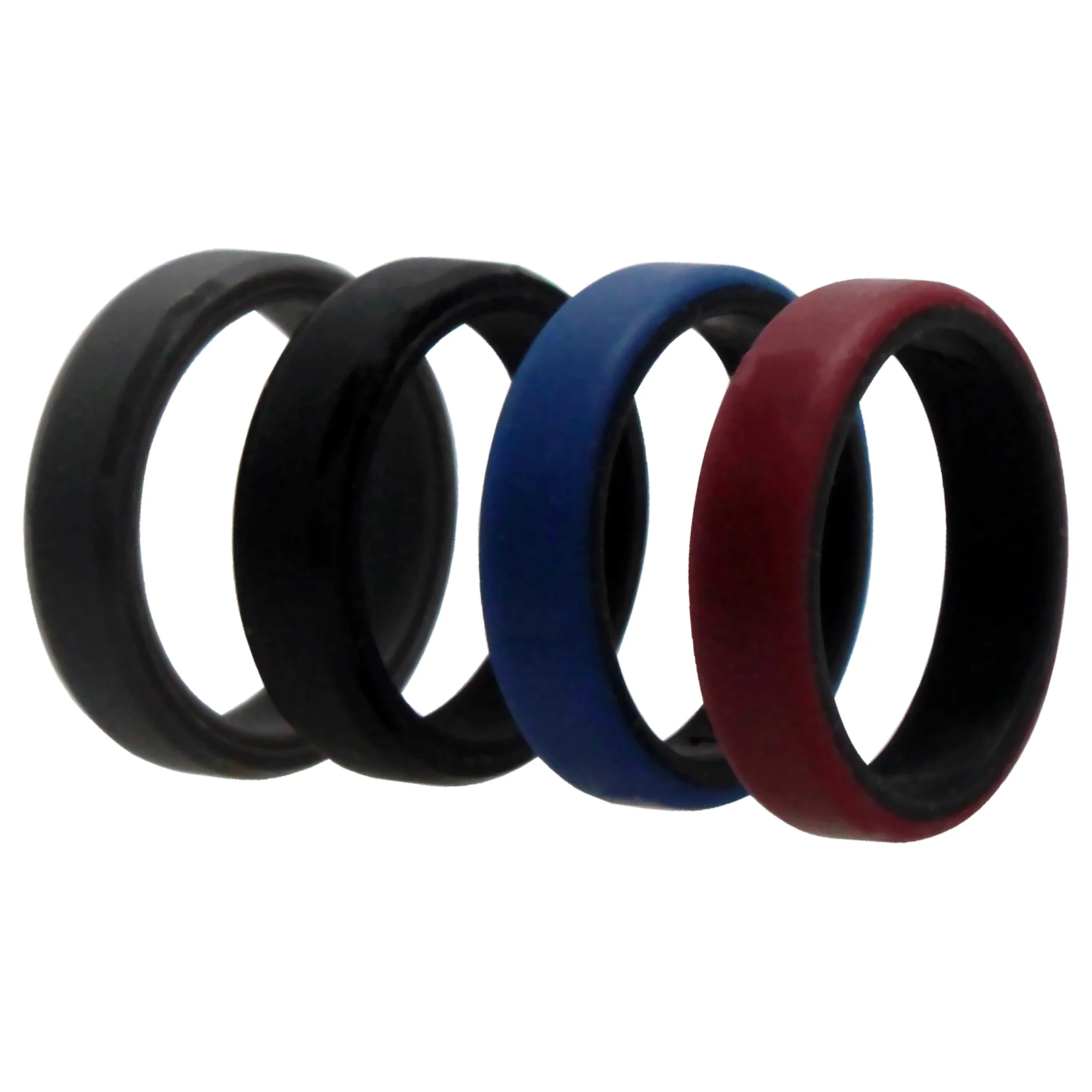 Silicone Wedding 6mm Brush 2Layer Ring Set - Bordo by ROQ for Men - 4 x 11 mm Ring - Olabens