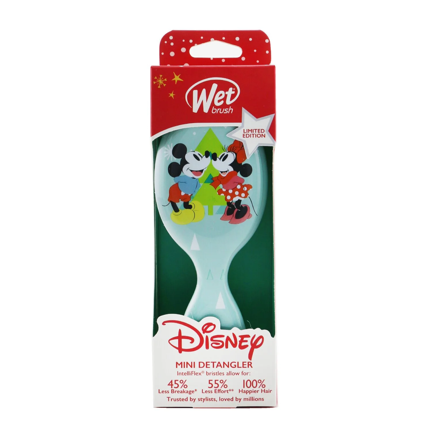 Wet Brush Mini Detangler Disney Classics - # Mickey & Minnie Holiday Magic White (Limited Edition) - Olabens