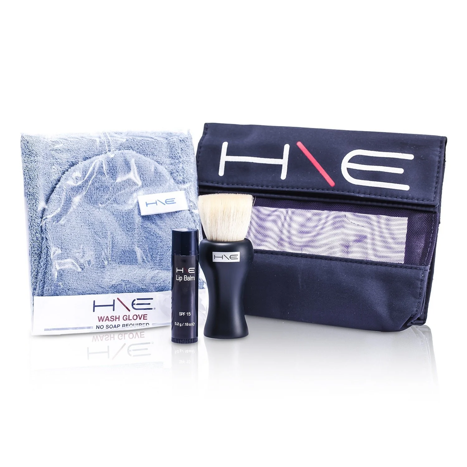 Jane Iredale H\E Minerals Kit: Lip Balm SPF 15 + Facial Brush + Wash Glove + Bag  3pcs+1bag - Olabens