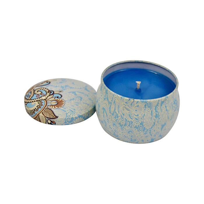 Sol Candles & Scents Travel Tin Candle Blue Pattern - French Vanilla - Olabens