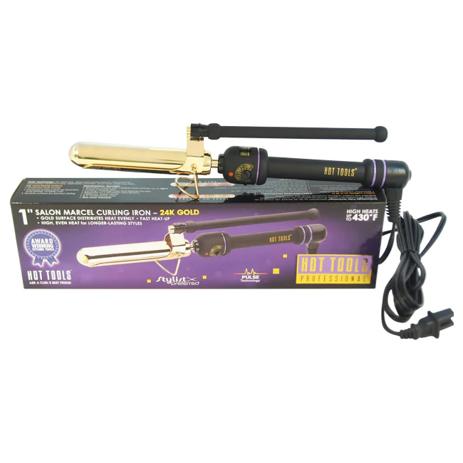 Hot Tools Professional Marcel Curling Iron - Model # 1108CN - Gold/Black by Hot Tools for Unisex - 1 Inch Curling Iron - Olabens