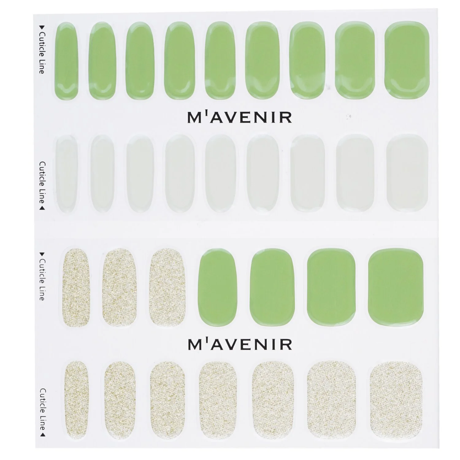 Mavenir Nail Sticker (Green) - # Brillante Green Nail  32pcs - Olabens