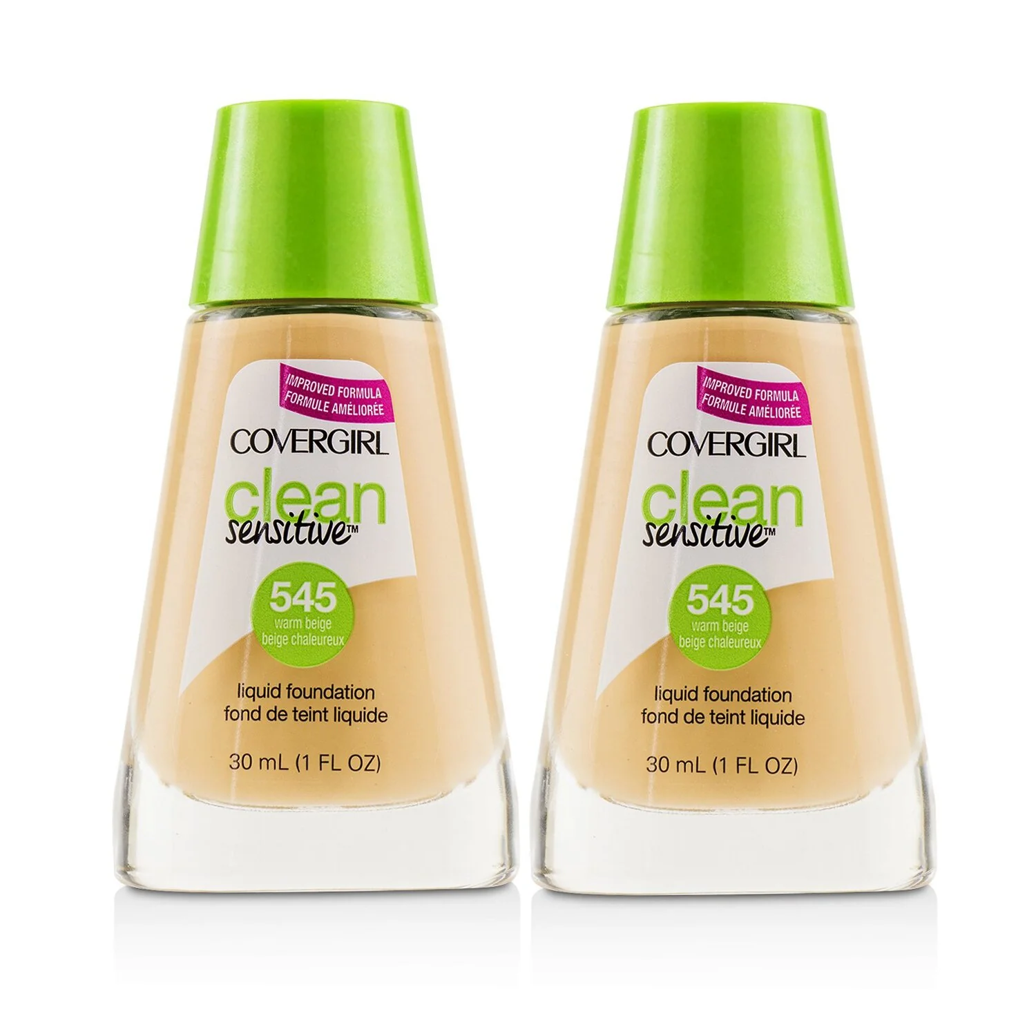 Covergirl Clean Sensitive Liquid Foundation Duo Pack - # 545 Warm Beige  2x30ml/1oz - Olabens