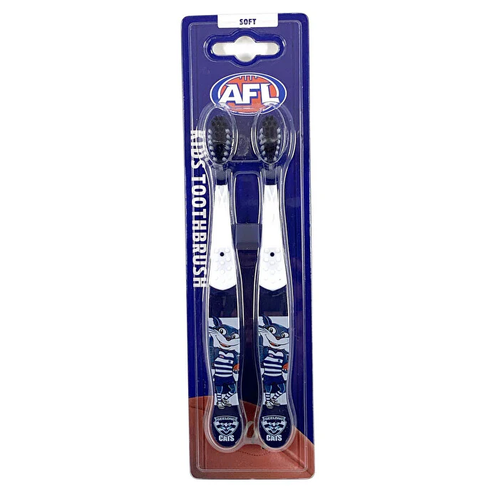 Afl Mascot Kids Toothbrush - Geelong 2 Pack - Olabens