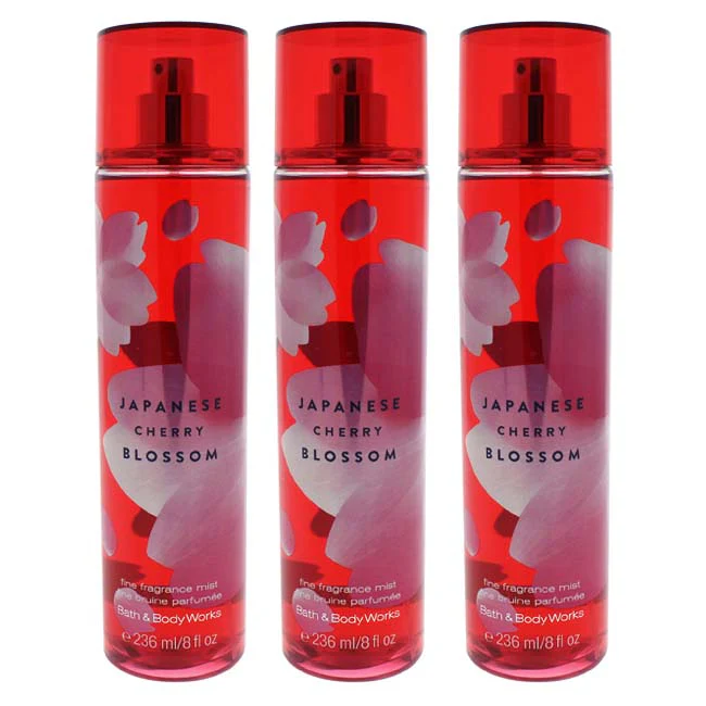 Bath & Body Works Japanese Cherry Blossom by Bath and Body Works for Women - 8 oz Fine Fragrance Mist - Pack of 3 - Olabens