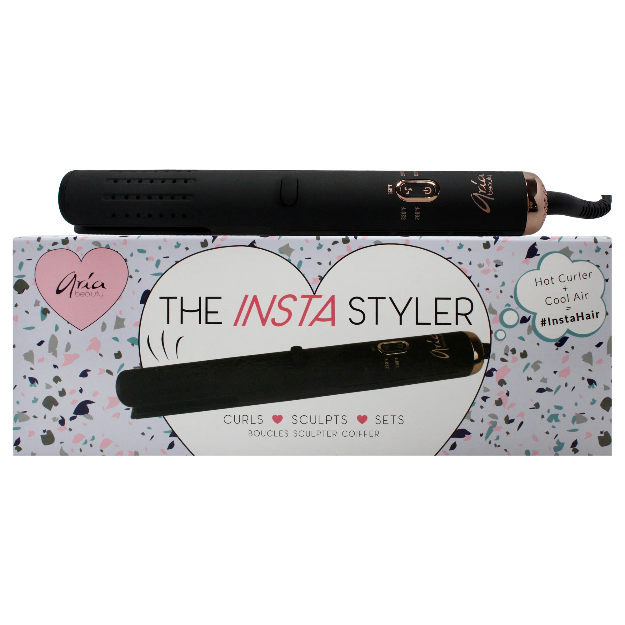 Insta Styler Ceramic Hair Curler - Black by Aria Beauty for Women - 1 Pc Curling Iron - Olabens