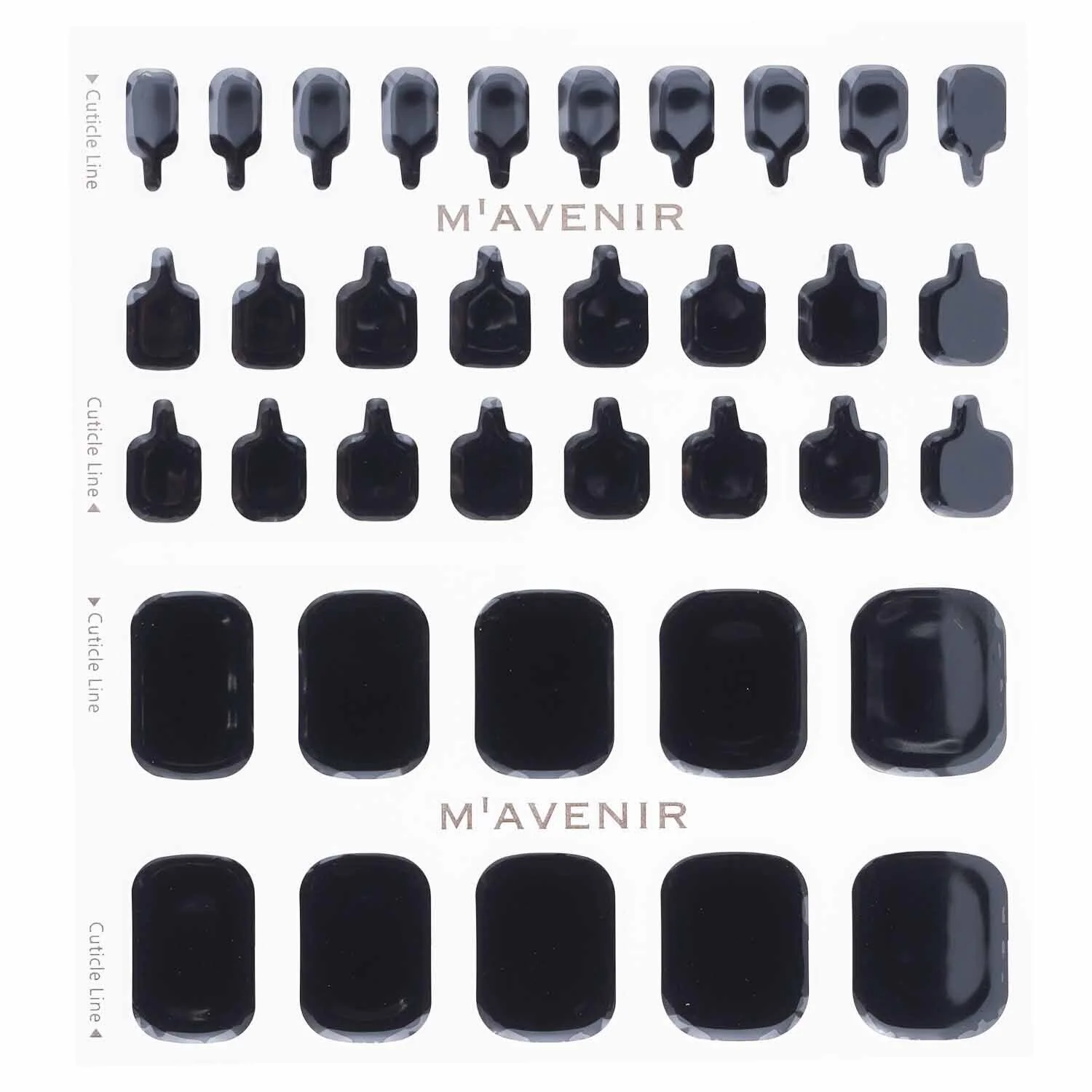 Mavenir Nail Sticker (Black) - # Classic Black Pedi  36pcs - Olabens
