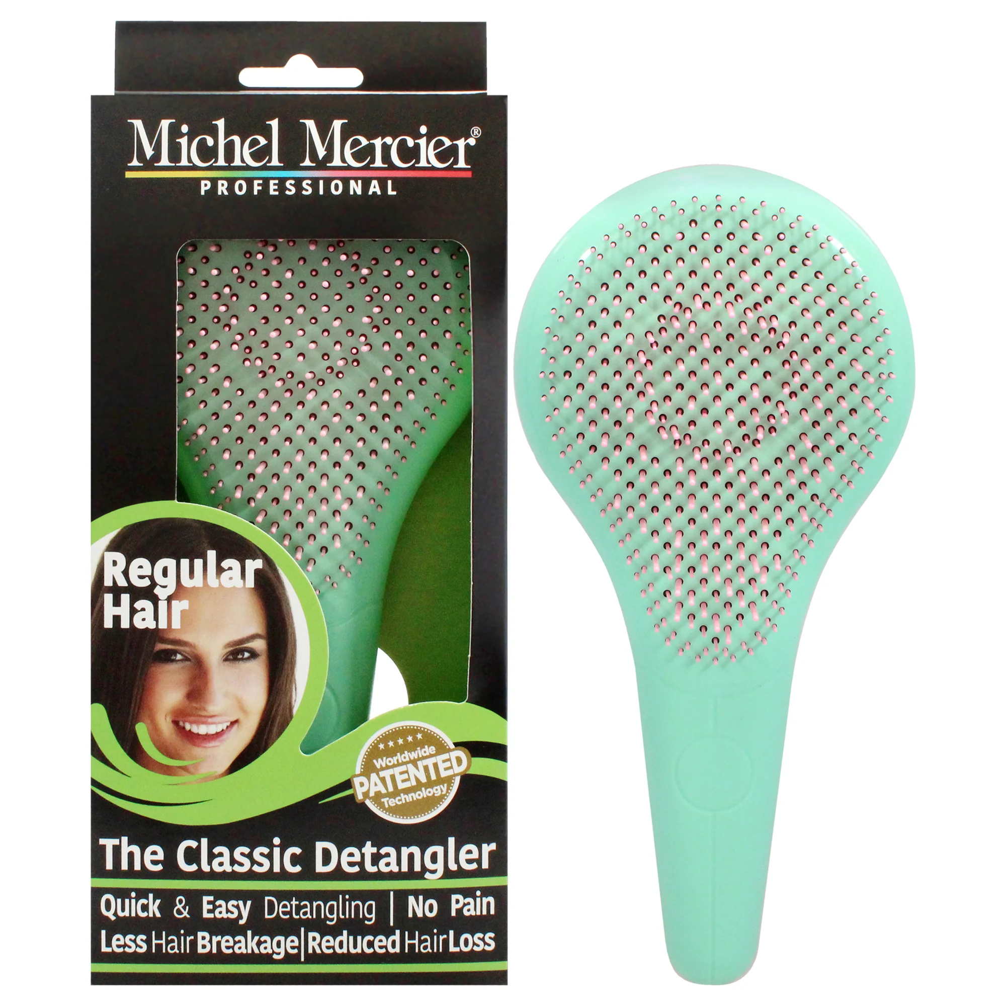 The Classic Detangler Regular Hair - Pink-Green by Michel Mercier for Unisex - 1 Pc Hair Brush - Olabens