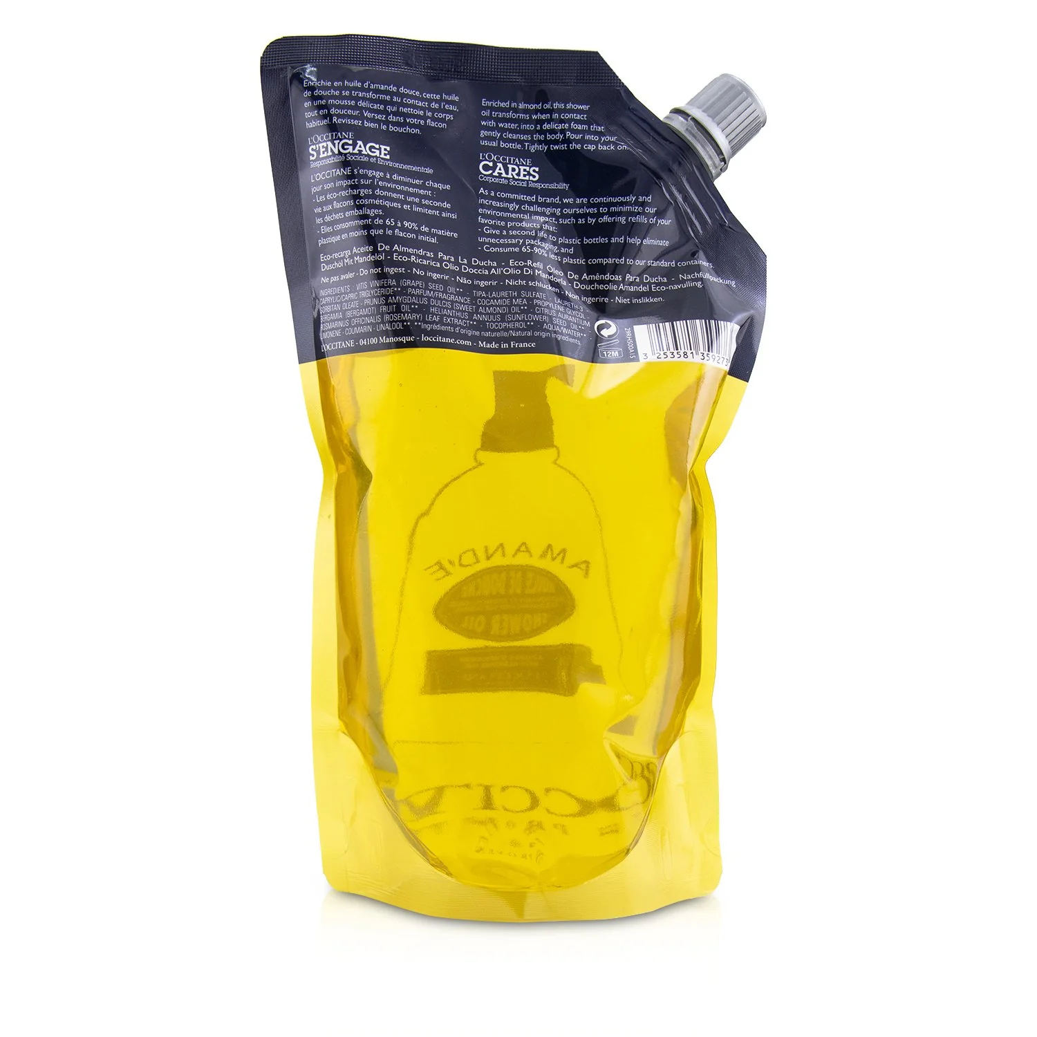 L'Occitane Almond Cleansing & Softening Shower Oil (Eco-Refill)  500ml/16.9oz - Olabens