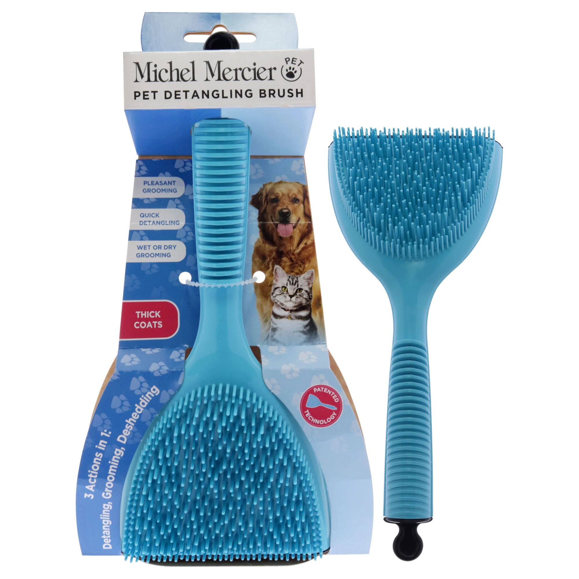 Michel Mercier Pet Detangling Brush - Blue by Michel Mercier for Unisex - 1 Pc Brush - Olabens