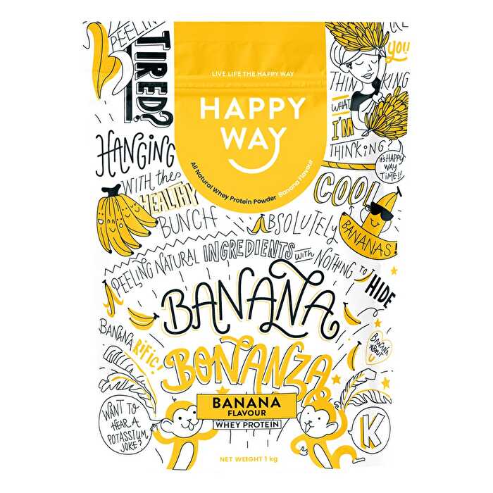 Happy Way Whey Protein Powder Banana 1kg - Olabens