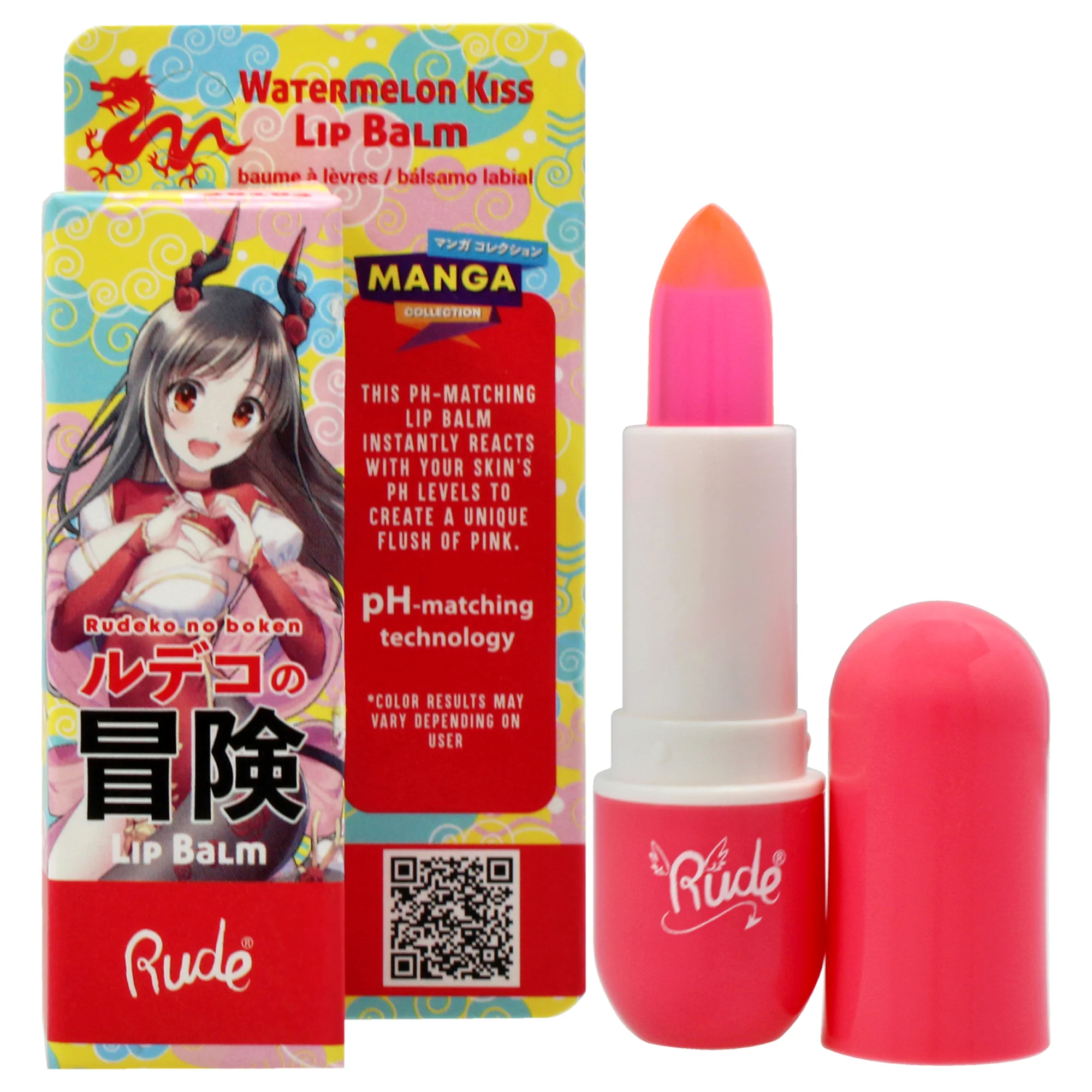 Manga Collection Lip Balm - Watermelon Kiss by Rude Cosmetics for Women - 0.123 oz Lip Balm - Olabens