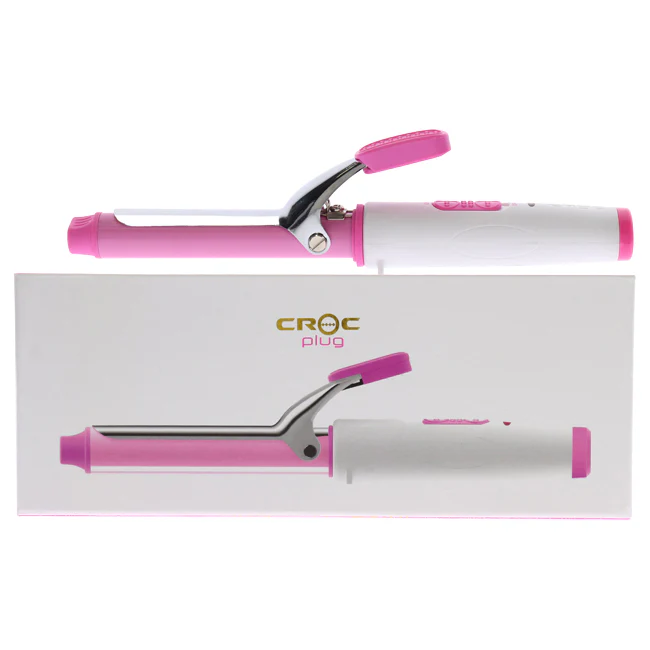 Croc Plug Detachable Mini Curler Iron - White-Pink by Croc for Unisex - 1 Pc Curling Iron - Olabens