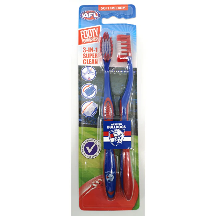 Afl Toothbrush Western Bulldogs 2 Pack - Olabens
