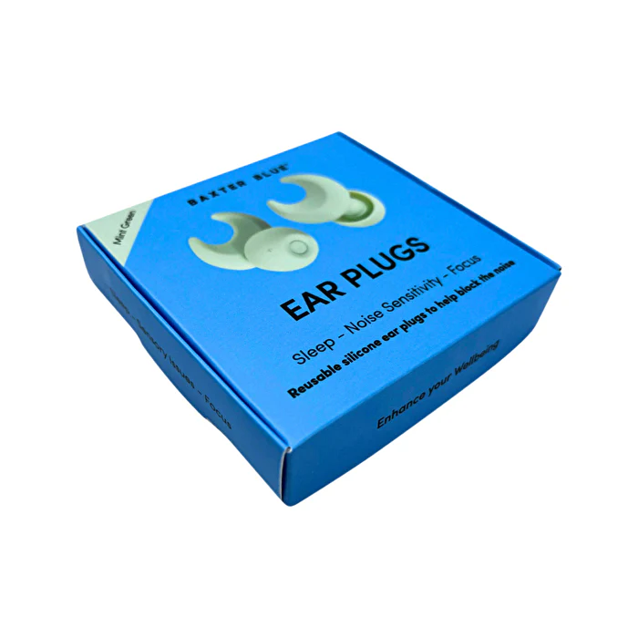 Baxter Blue Reusable Silicone Noise Reduction Ear Plugs (with 3 Mixed Size Interchangeable Heads) Mint Green - Olabens