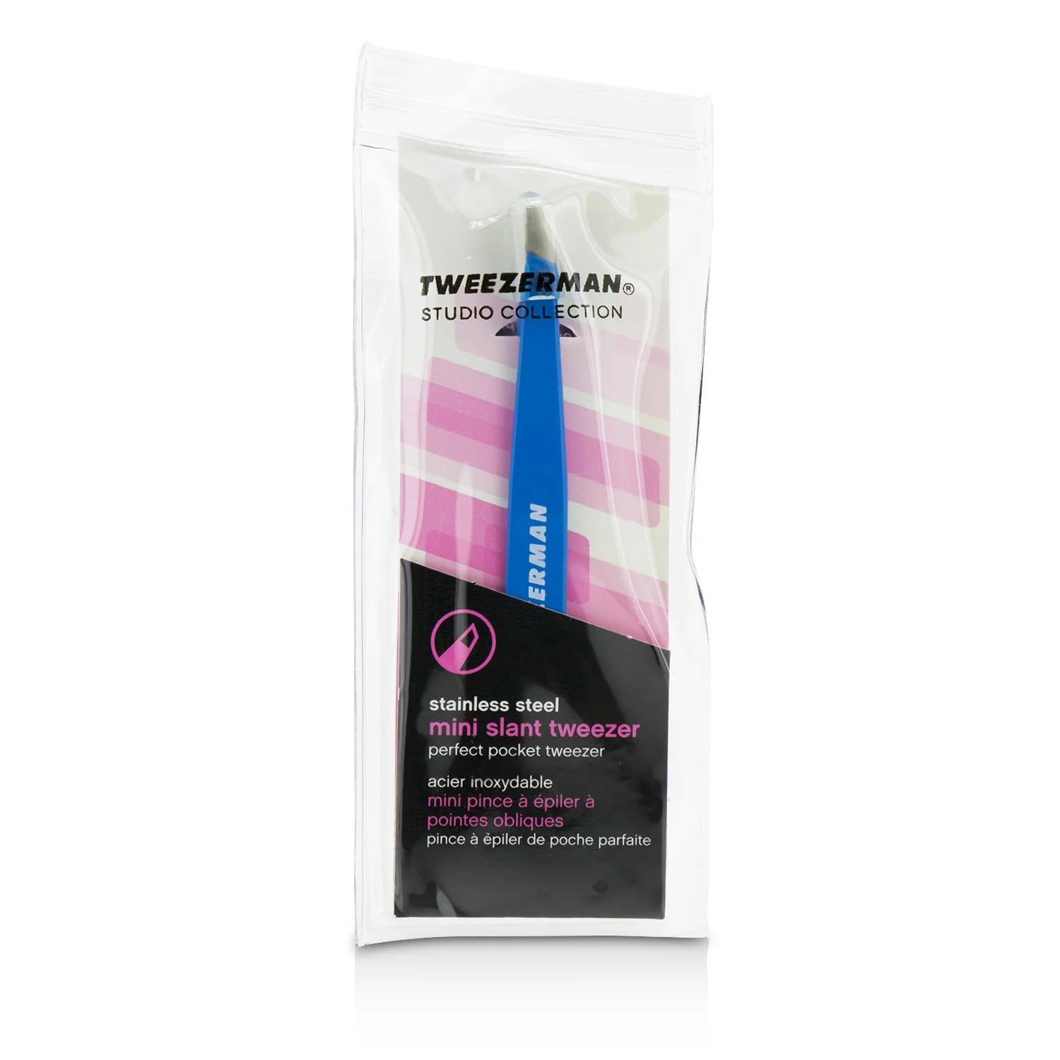 Tweezerman Mini Slant Tweezer - Bahama Blue (Studio Collection) - Olabens