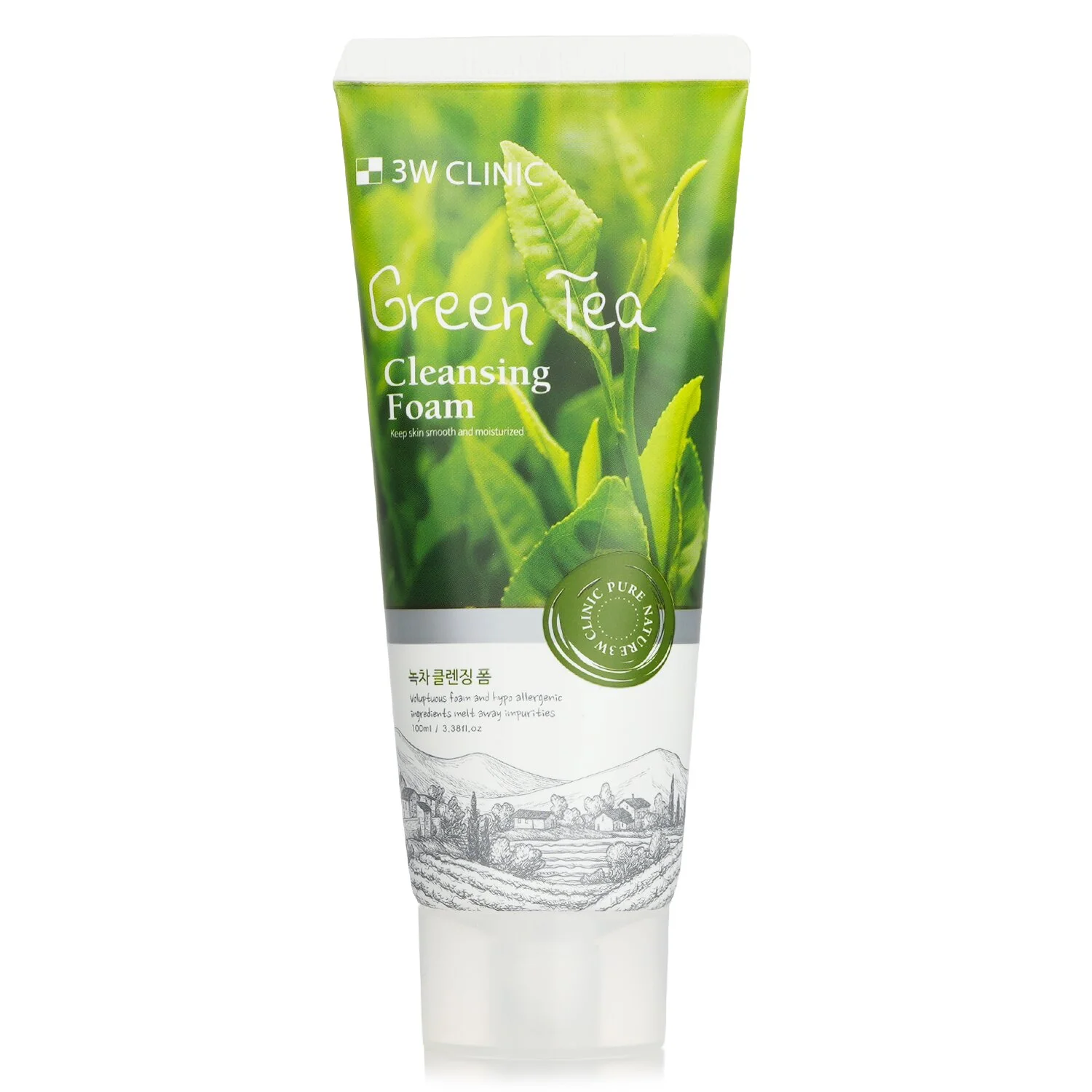 3W Clinic Cleansing Foam - Green Tea  100ml/3.38oz - Olabens