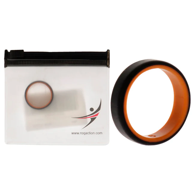 Silicone Wedding 6mm Brush 2Layer Ring - Orange-Black by ROQ for Men - 9 mm Ring - Olabens