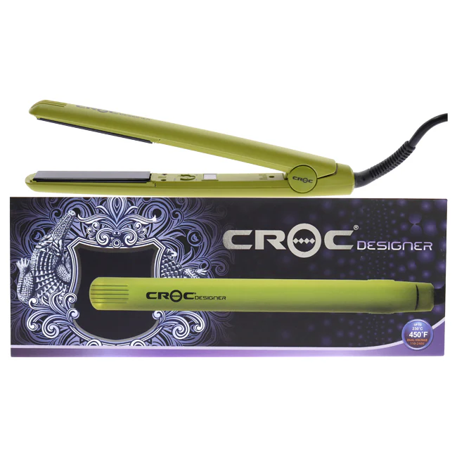 Croc Designer Flat Iron - Green by Croc for Unisex - 0.75 Inch Flat Iron - Olabens