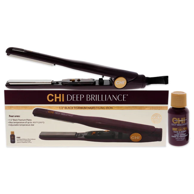 CHI Deep Brilliance Titanium Hairstyling Flat Iron GFDB11 - Purple by CHI for Unisex - 0.5 Inch Flat Iron - Olabens