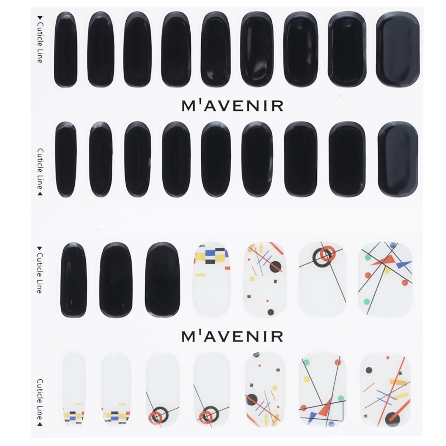 Mavenir Nail Sticker (Black) - # Kandinsky Segment Nail  32pcs - Olabens