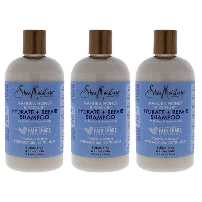 Manuka Honey and Yogurt Hydrate Plus Repair Shampoo by Shea Moisture for Unisex - 13 oz Shampoo - Pack of 3 - Olabens