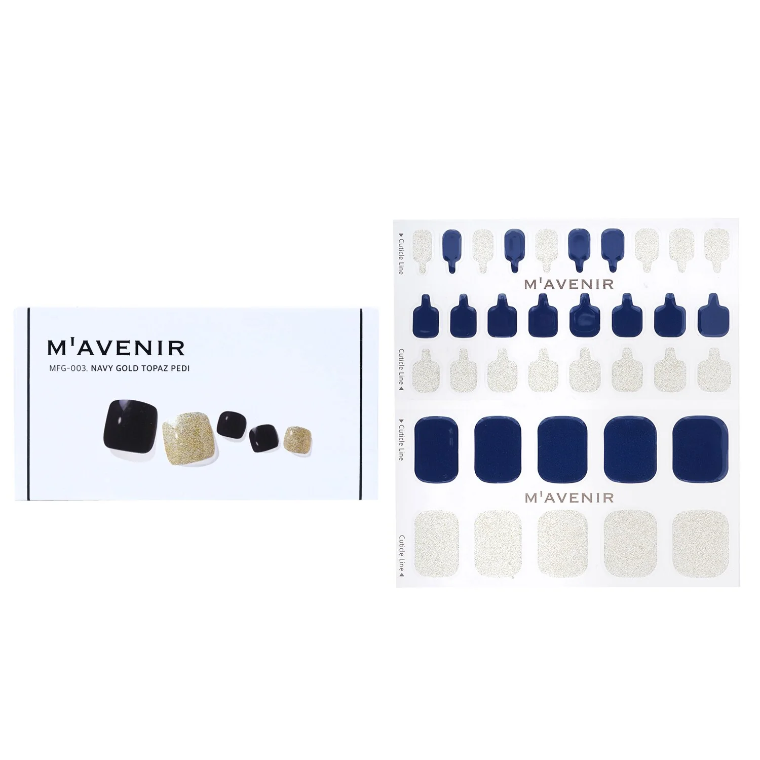 Mavenir Nail Sticker (Blue) - # Navy Gold Topaz Pedi  36pcs - Olabens