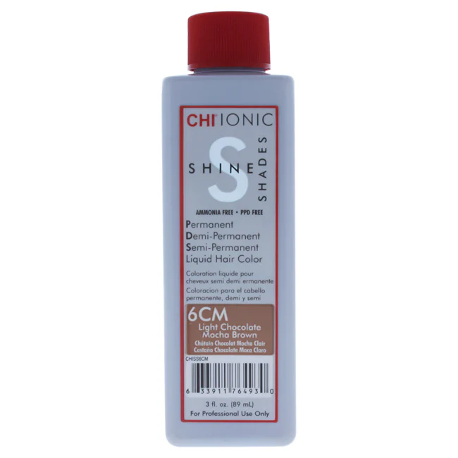 CHI Ionic Shine Shades Liquid Hair Color - 6CM Light Chocolate Mocha Brown by CHI for Unisex - 3 oz Hair Color - Olabens