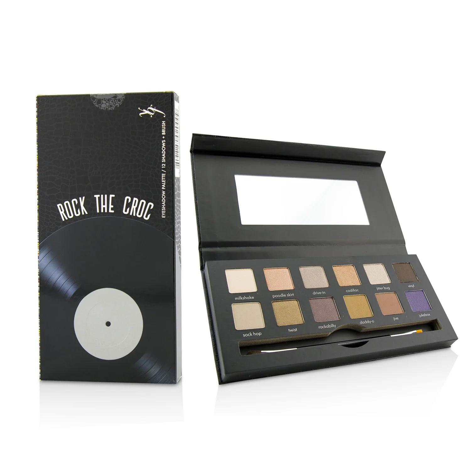 YBF Beauty Rock The Croc Eyeshadow Palette (12x Eyeshadow, 1x Double Ended Eyeshadow Brush)  12x0.8g/0.03oz - Olabens
