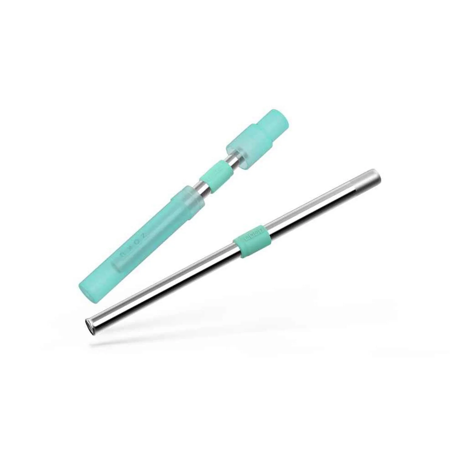 ZOKU Stainless Steel Reusable Bubble Tea Pocket Straw (Carrying Case & Cleaning Brush Included) - Teal  Fixed Size - Olabens