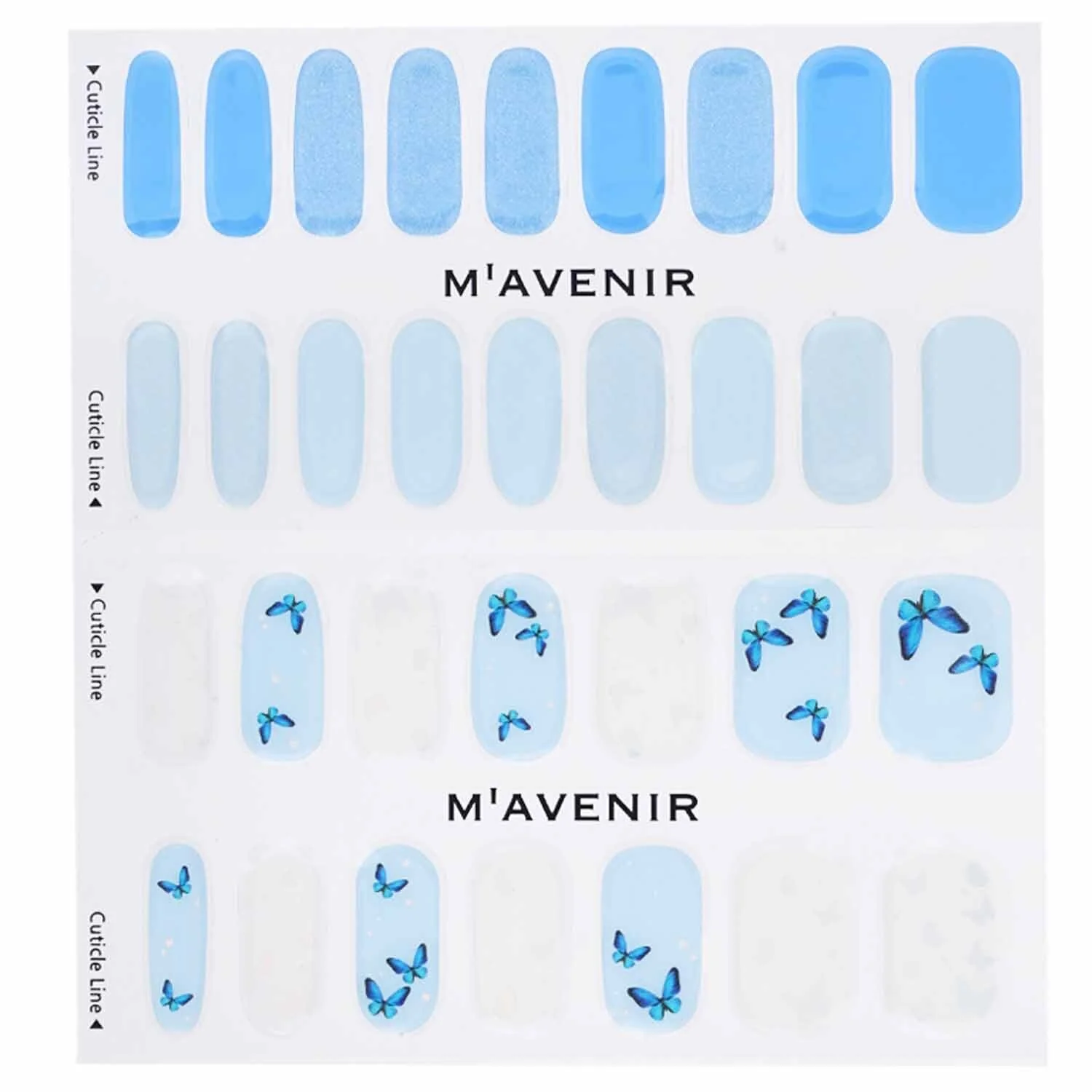 Mavenir Nail Sticker (Blue) - # Blue Mariposa Nail  32pcs - Olabens