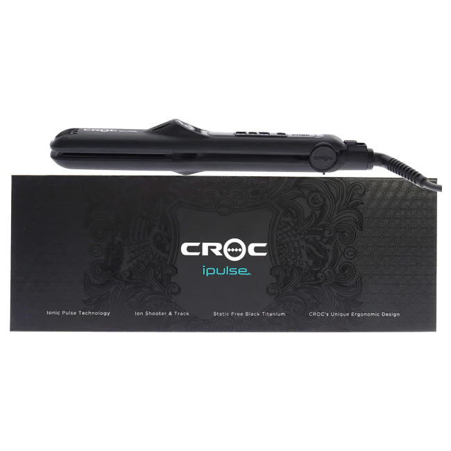 Croc Ipulse 2 Flat Iron - Black by Croc for Unisex - 1.25 Inch Flat Iron - Olabens