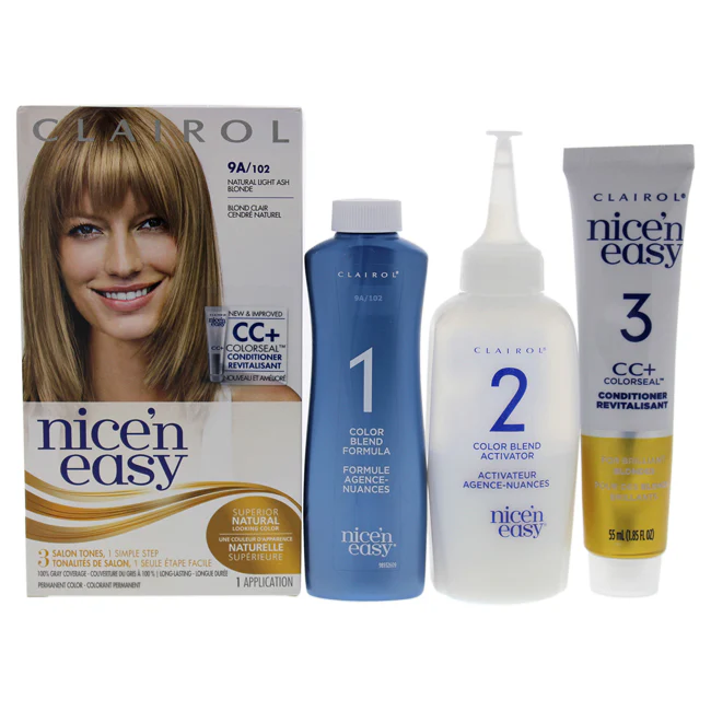 Clairol Nice n Easy Permanent Color - 102 Natural Light Ash Blonde by Clairol for Women - 12 oz Hair Color - Olabens
