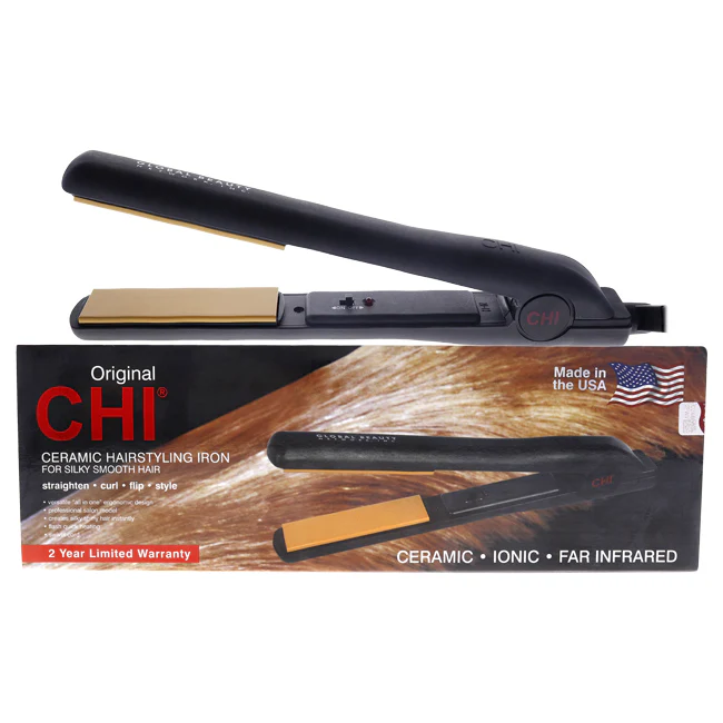 CHI Ceramic Hairstyling Flat Iron - European Plug - GF1001USAEU - Black by CHI for Unisex - 1 Inch Flat Iron - Olabens
