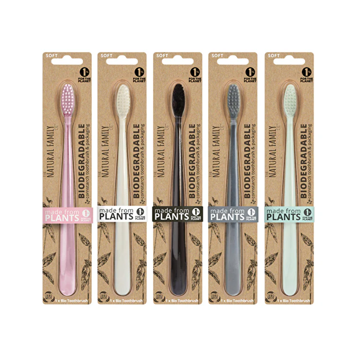 The Natural Family Co . Bio Toothbrush Pastel (Single) - Colour selected at random - Olabens
