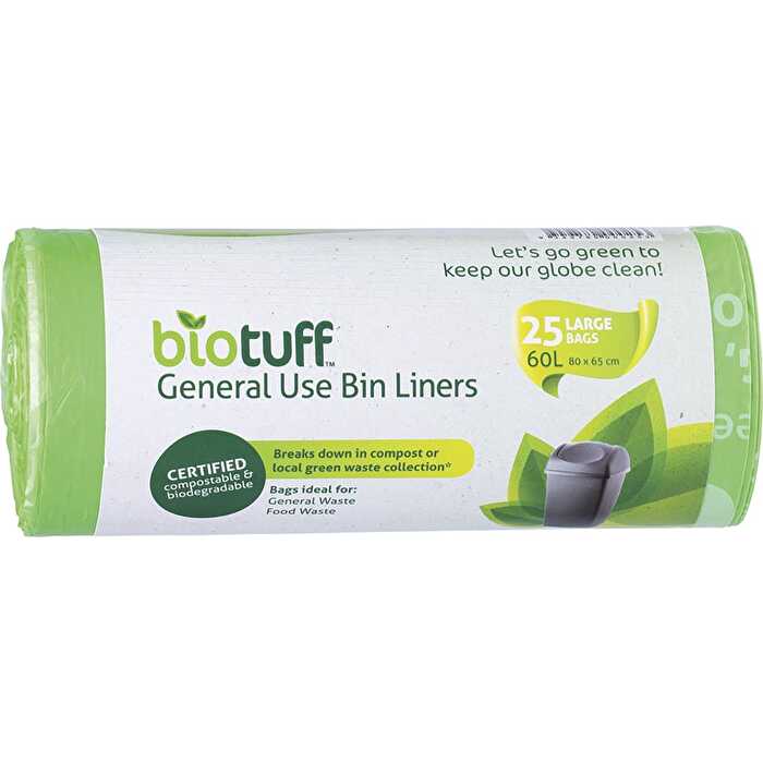 Biotuff General Use Bin Liners Large 25pk 60L - Olabens