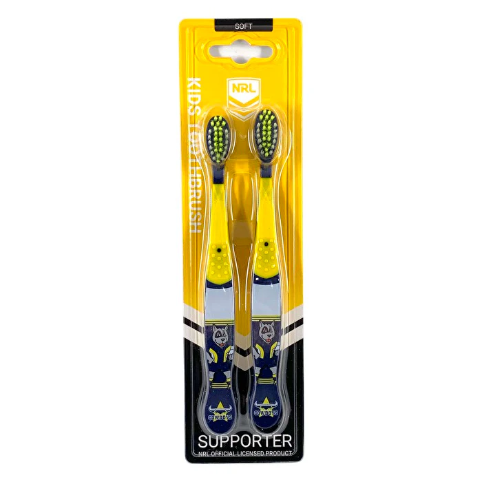 Nrl Mascot Kids Toothbrush - North Queensland Cowboys 2 Pack - Olabens