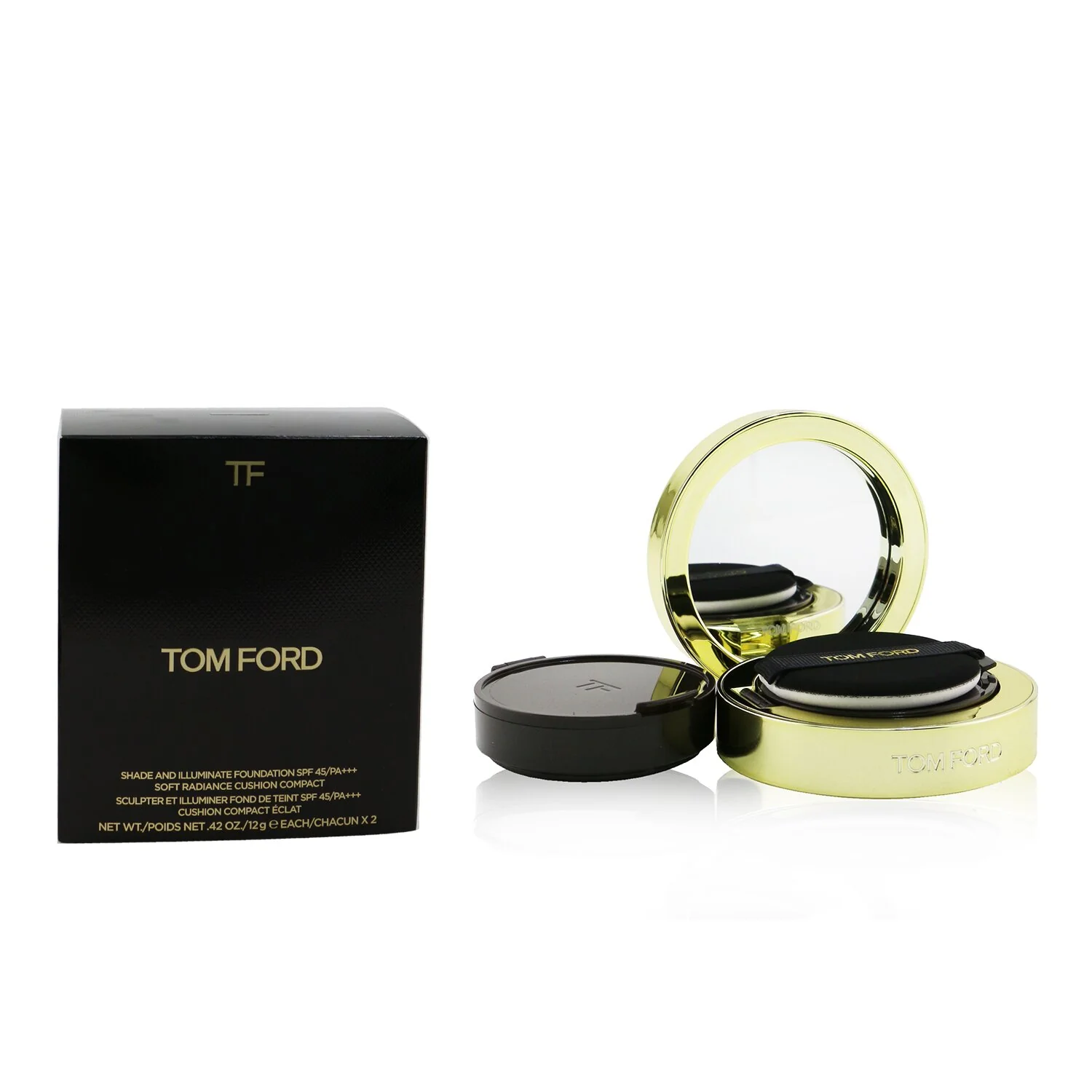Tom Ford Shade And Illuminate Foundation Soft Radiance Cushion Compact SPF 45 With Extra Refill - # 0.4 Rose  2x12g/0.42oz - Olabens