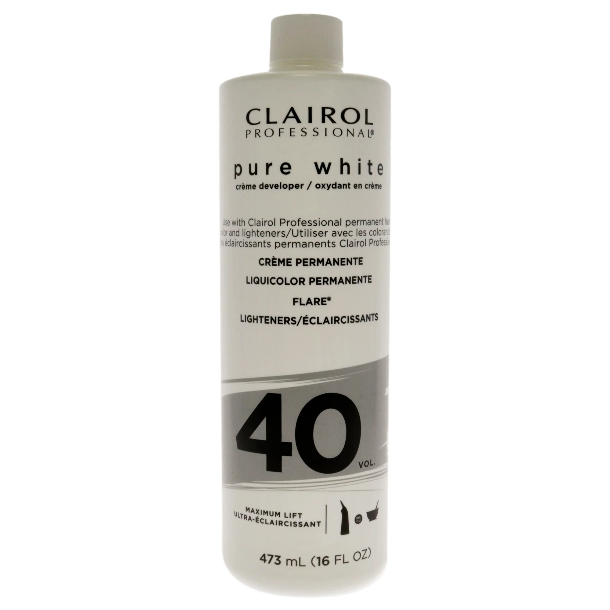 Pure White 40 Volume Creme Developer by Clairol for Unisex - 16 oz Lightener - Olabens