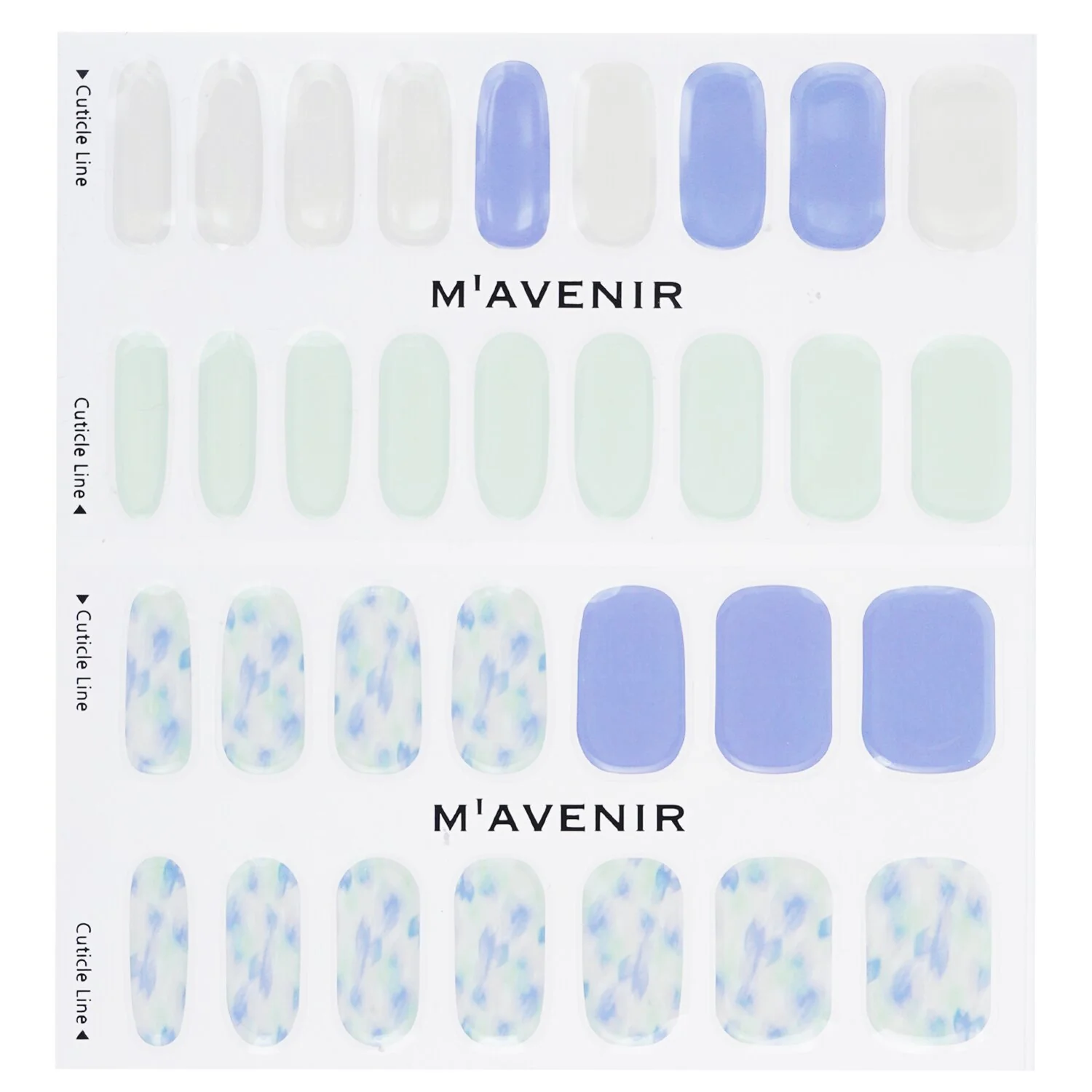 Mavenir Nail Sticker (Blue) - # Blue Leaf Nail  32pcs - Olabens