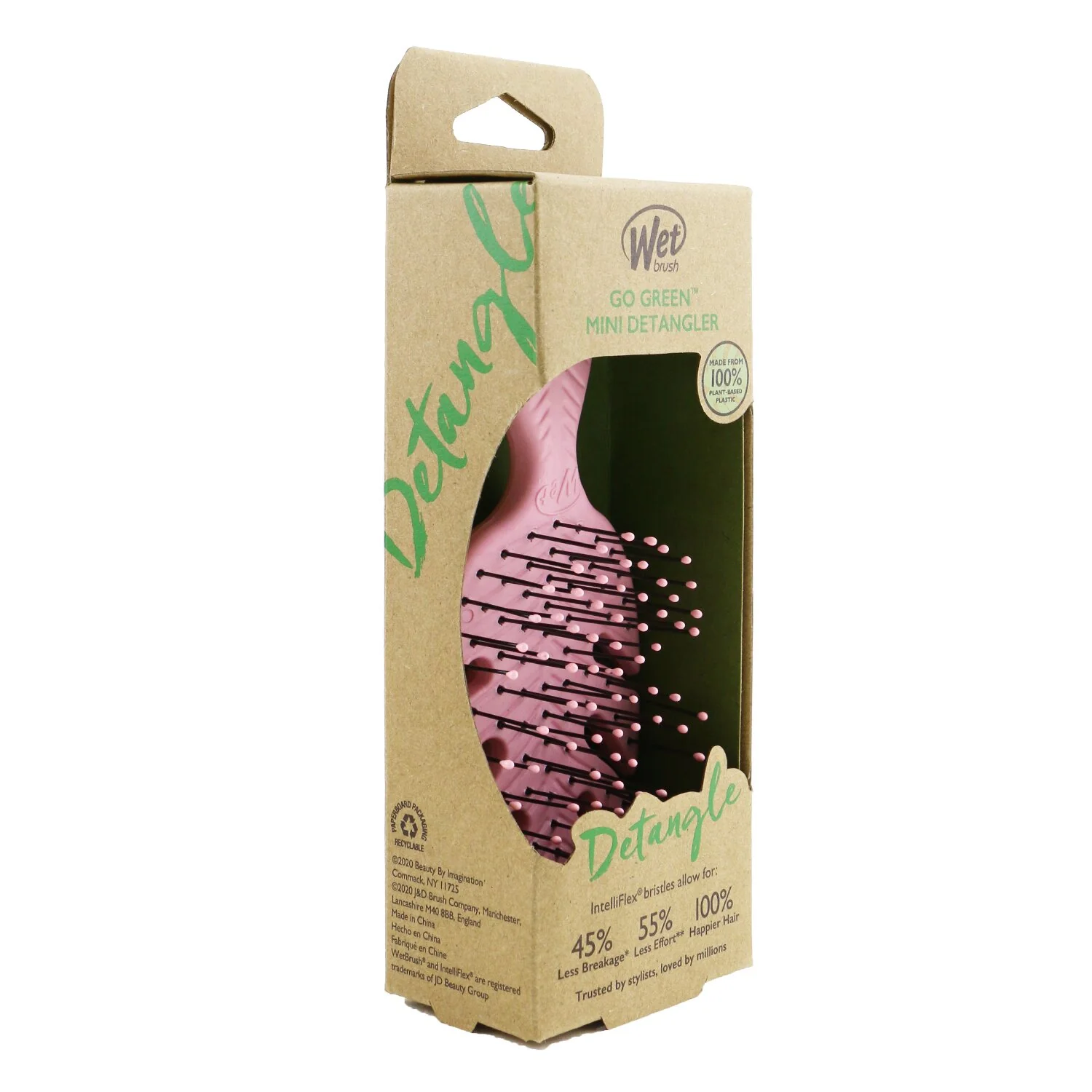 Wet Brush Go Green Mini Detangler - # Pink  1pc - Olabens