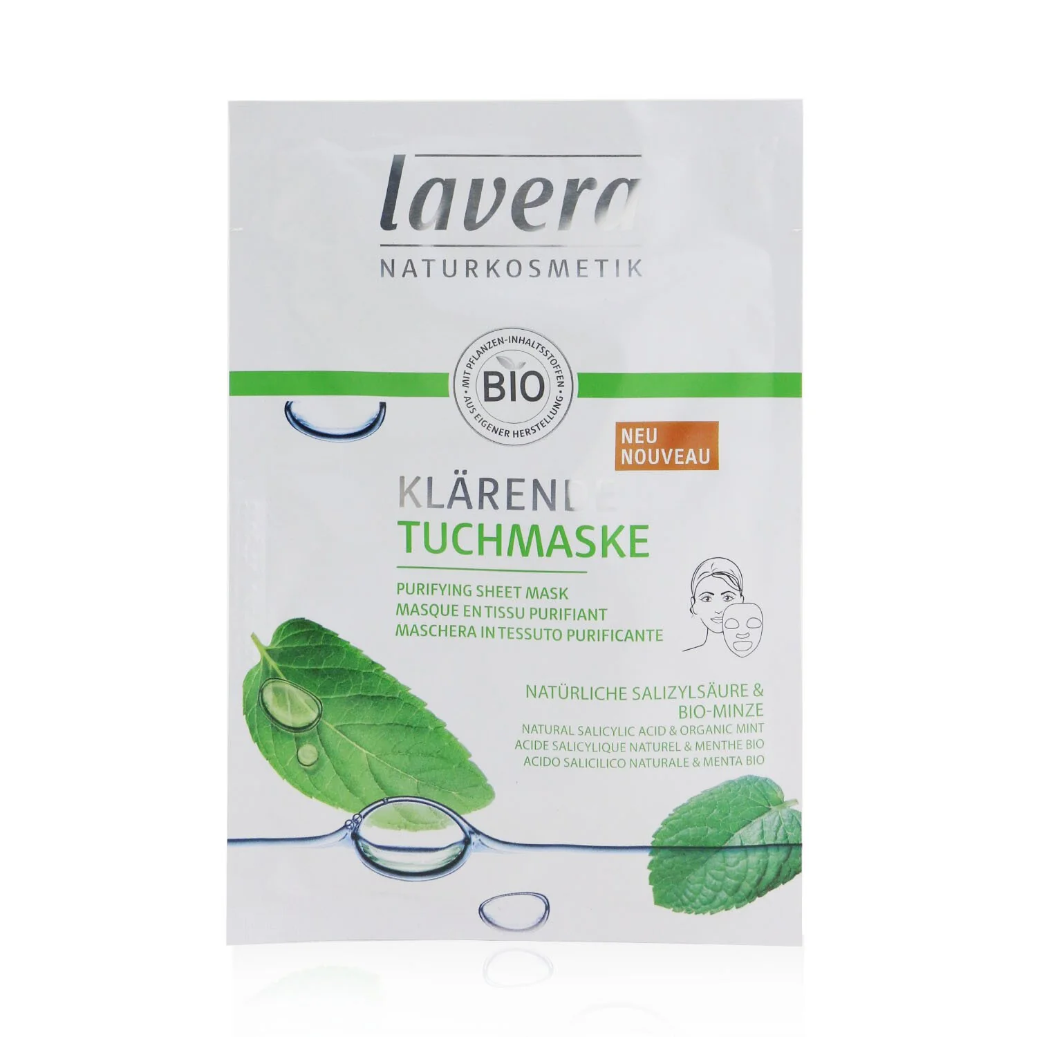 Lavera Sheet Mask - Purifying (With Natural Salicylic Acid & Organic Mint)  1sheet - Olabens