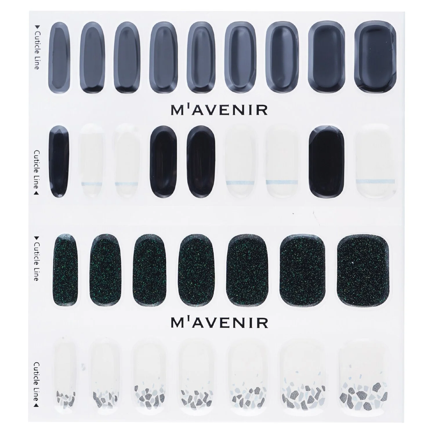 Mavenir Nail Sticker (Black) - # Shell With Milky Way Nail  32pcs - Olabens