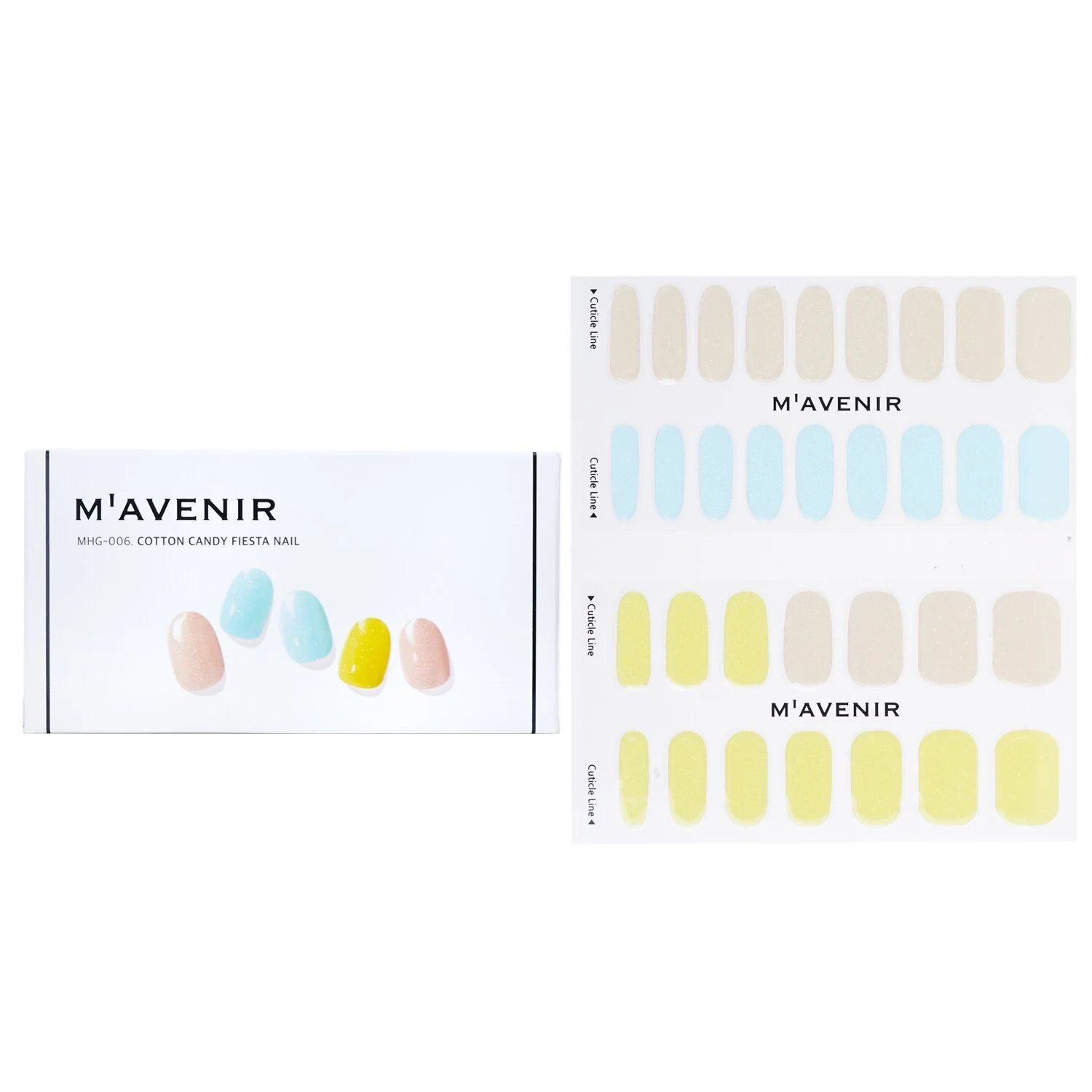 Mavenir Nail Sticker (Assorted Colour) - # Cotton Candy Fiesta Nail  32pcs - Olabens
