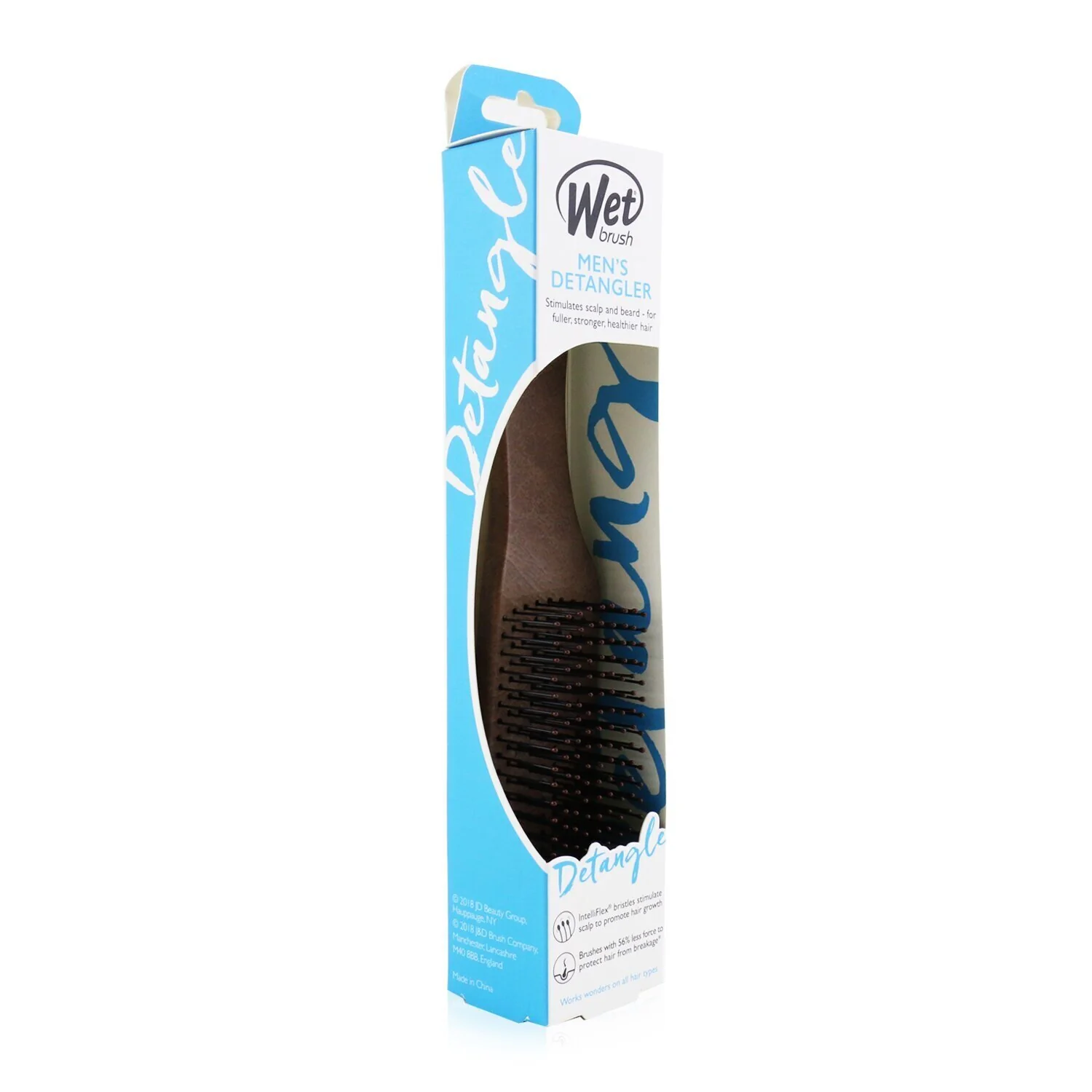 Wet Brush Men's Detangler Leather - # Brown  1pc - Olabens