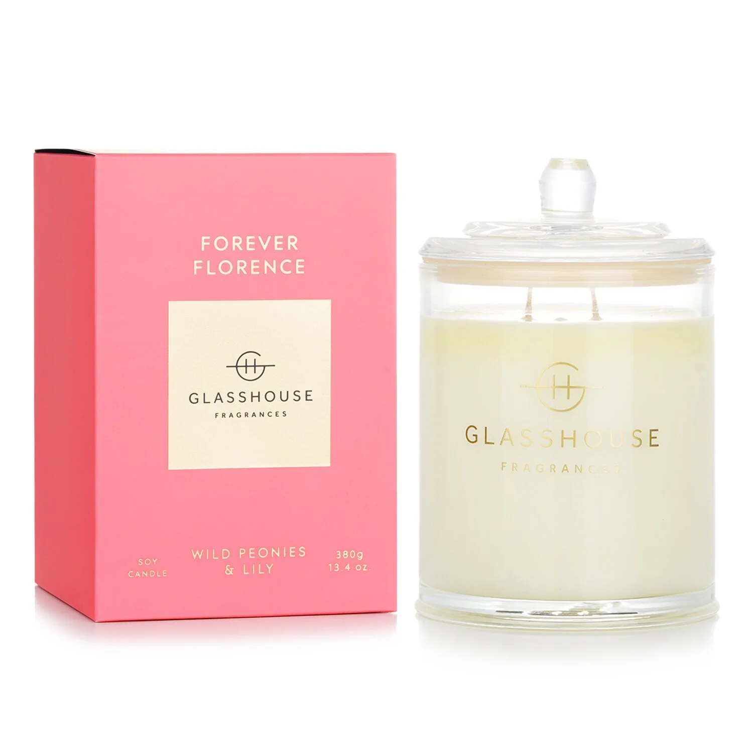 Glasshouse Triple Scented Soy Candle - Forever Florence (Wild Peonies & Lily)  380g/13.4oz - Olabens