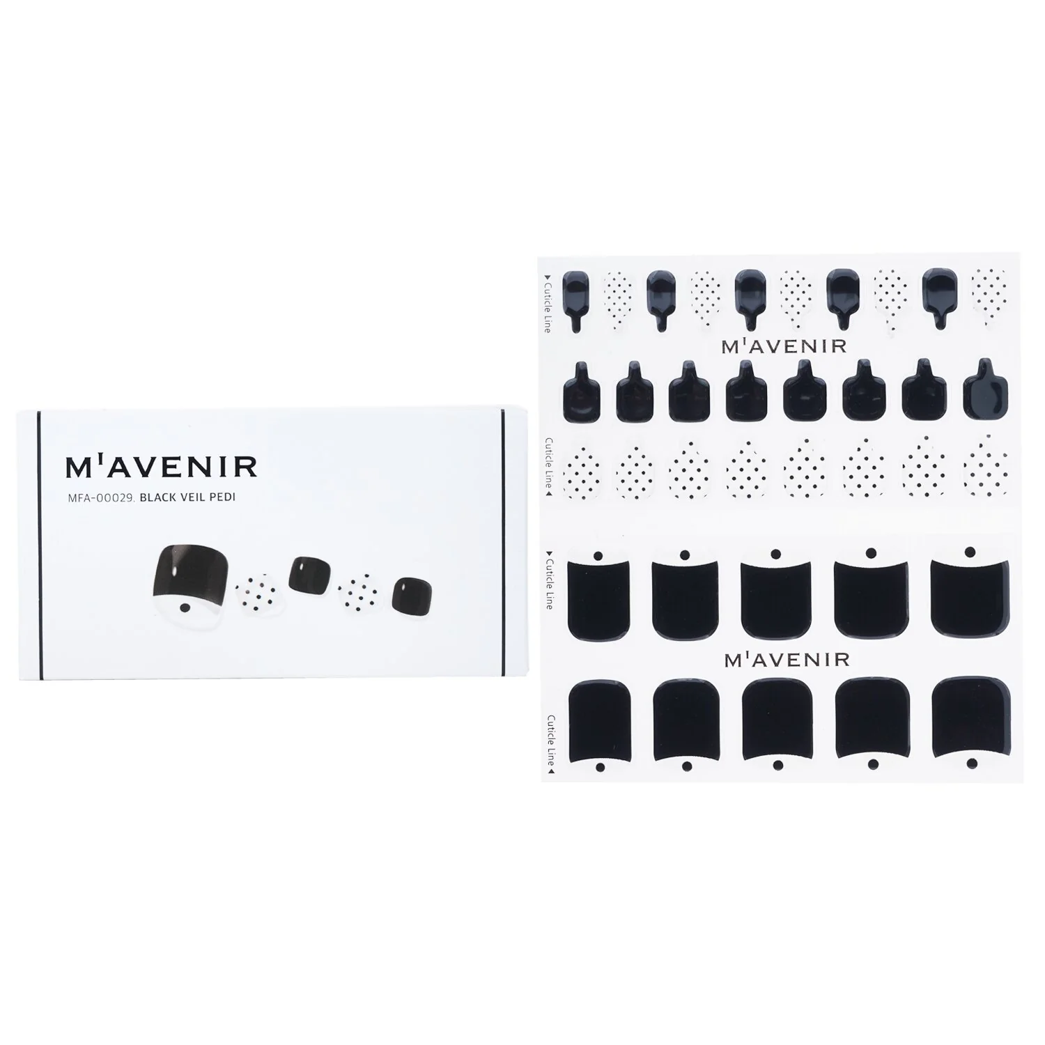 Mavenir Nail Sticker (Black) - # Black Veil Pedi  36pcs - Olabens